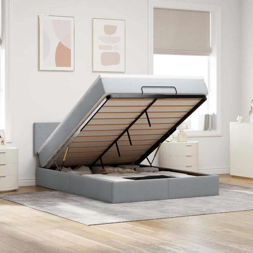 vidaXL Bed met matras 140x190 cm stof lichtgrijs, Huis en Inrichting, Slaapkamer | Bedden, Nieuw, Verzenden