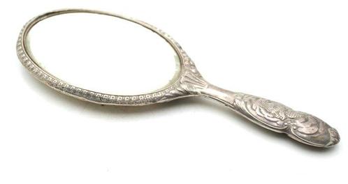 Handspiegel - .925 zilver - 5 engelen in de lucht., Antiek en Kunst, Antiek | Zilver en Goud