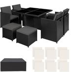 Luxe wicker tuinset Manhatten - zwart