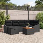 vidaXL 7-delige ligzetel set met kussens zwart poly rattan, Verzenden, Nieuw
