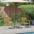 vidaXL Tuindining set 3 pcs Bruin Massief teak hout, Tuin en Terras, Verzenden, Nieuw