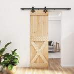 vidaXL Schuifdeur met beslag 70x210 cm massief grenenhout, Doe-het-zelf en Bouw, Deuren en Vliegenramen, Verzenden, Nieuw