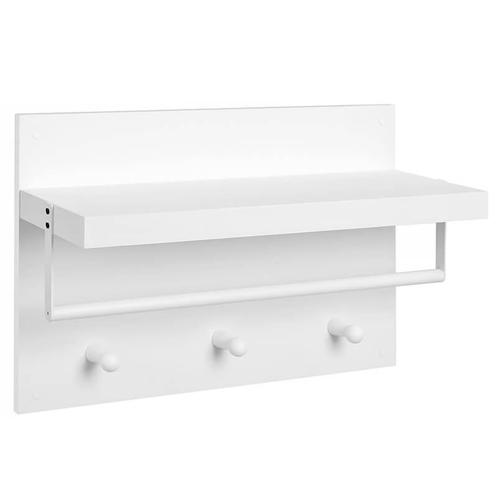 Kapstok met Hoedenplank – Wandkapstok Hout/Metaal – Wit, Huis en Inrichting, Woonaccessoires | Kapstokken, Nieuw, Ophalen of Verzenden