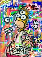 Outside - Abstract Homer Simpson  - Spraypaint, Antiek en Kunst, Kunst | Schilderijen | Modern