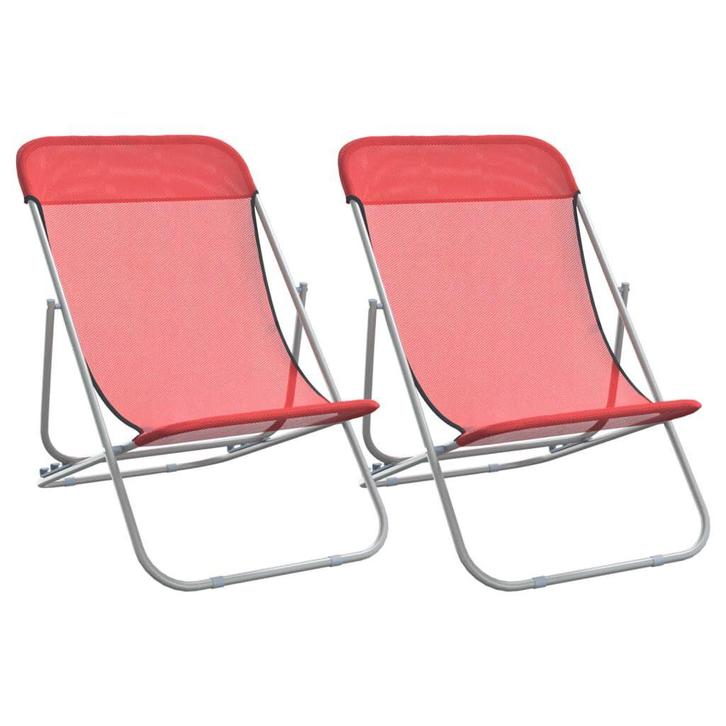 Rode Strandstoelen (2 stuks) - Retour Deal! Topkwaliteit, Tuin en Terras, Tuinstoelen, Nieuw, Textileen, Verzenden