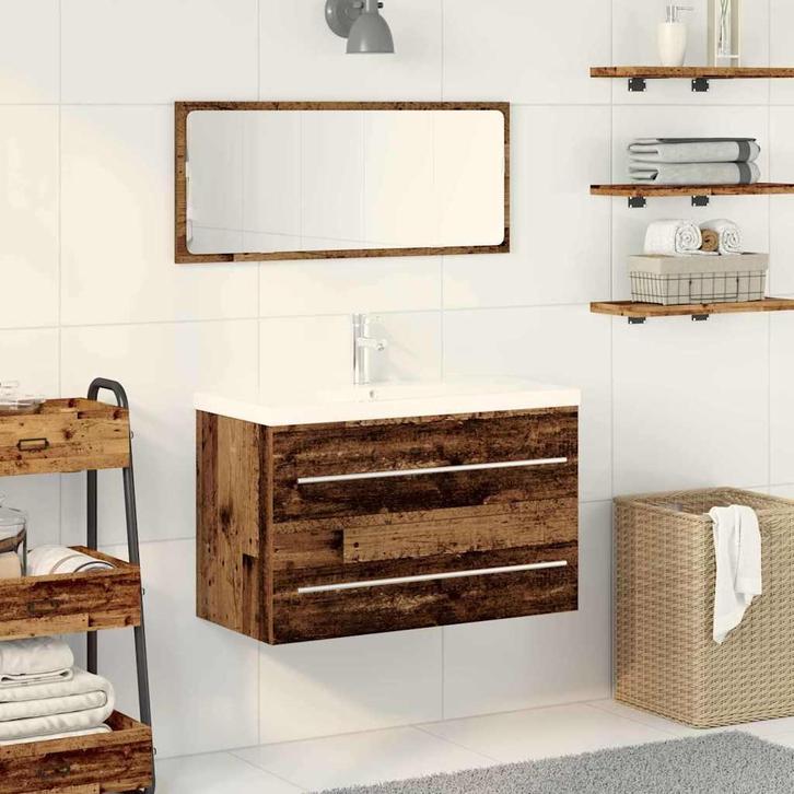 vidaXL Wastafel kabinet voor de badkamer Oud hout 80 x 38.5, Huis en Inrichting, Tafels | Kaptafels, Nieuw, Verzenden