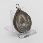 Medaillon, maria, hand ingekleurde prent - Glas - 1850-1900, Antiek en Kunst