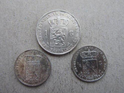 Nederland. Willem III. 1/2 gulden 1868 (2 stuks) en gulden, Postzegels en Munten, Munten | Nederland