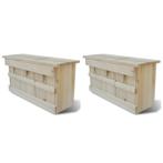 vidaXL Mussenhuizen 2 st 44x15,5x21,5 cm hout, Tuin en Terras, Verzenden, Nieuw