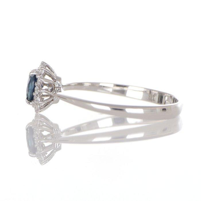 Zonder Minimumprijs - Ring - 18 karaat Witgoud Saffier -, Handtassen en Accessoires, Ringen