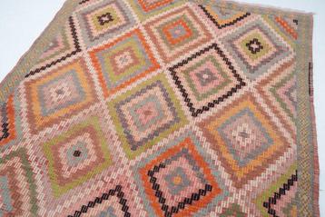 Usak - Kelim - 318 cm - 178 cm - Gele geometrische roze