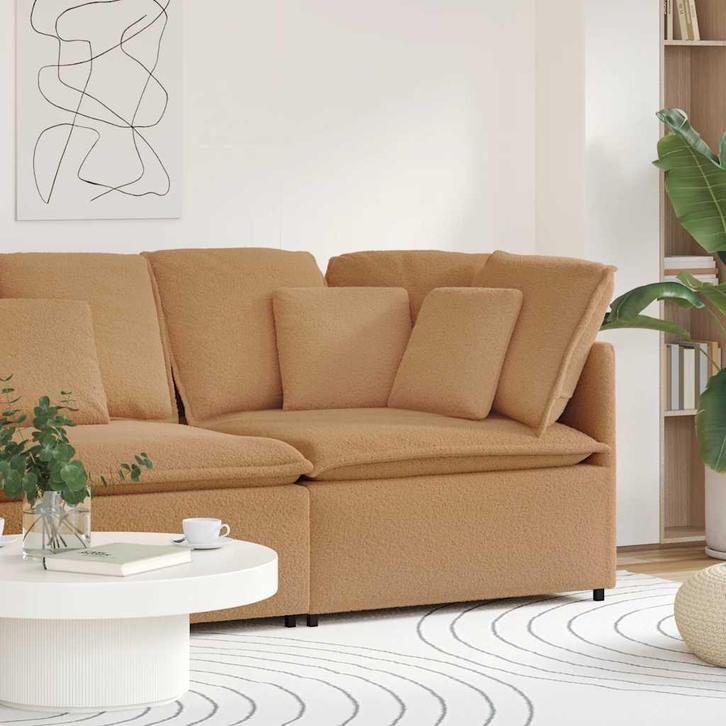 vidaXL Modulaire hoekmodule bank met kussens 100 cm beige, Huis en Inrichting, Zetels | Voetbanken en poefs, Nieuw, Verzenden