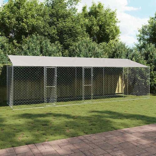 vidaXL Hondenbench Zilver 800 x 200 x 256 cm Gegevens staal, Dieren en Toebehoren, Hondenbenches, Nieuw, Verzenden