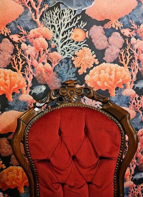 Tissu méditerranéen avec coraux et poissons - 300x280cm -, Antiek en Kunst, Antiek | Tapijten, Tafelkleden en Textiel