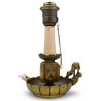 Tafellamp - Palmatoria met dierenhandvat - Brons, Antiek en Kunst