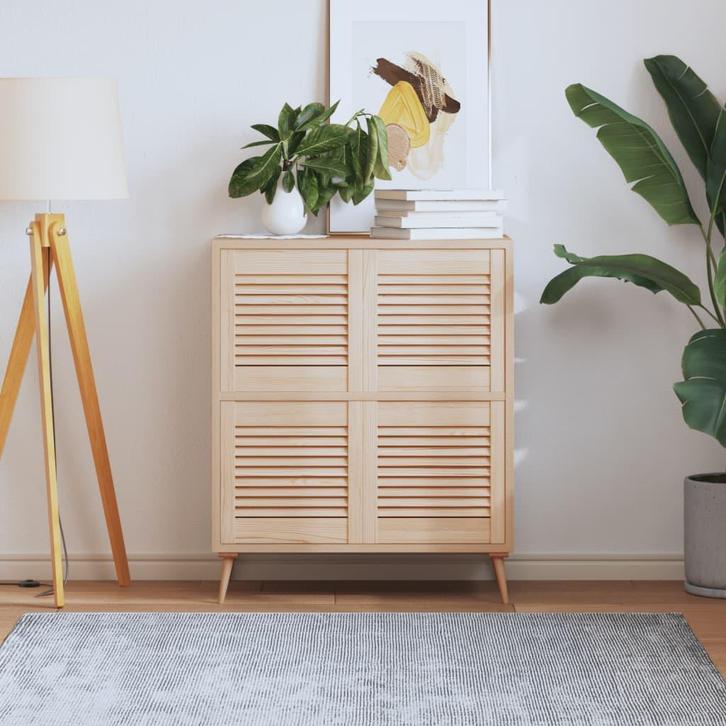 vidaXL Kastdeuren met lamellen 4 st 39,5x39,4 cm massief, Bricolage & Construction, Serrurerie de bâtiment & Dispositif de fermeture