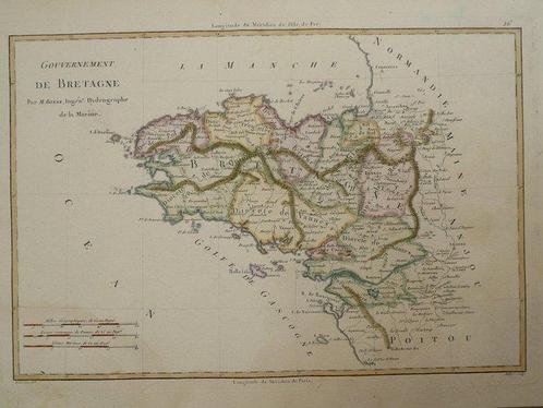Frankrijk - Bretagne; Rigobert Bonne - Gouvernement de, Boeken, Atlassen en Landkaarten