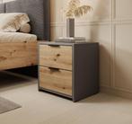 Meubella nachtkastje eiken grijs lades 46cm set van 2, Huis en Inrichting, Kasten | Overige, Verzenden, Nieuw