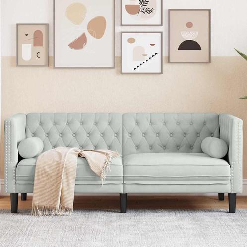 vidaXL Chesterfieldbank Geruit Lichtgrijs 174 x 74,5 x 70,5, Huis en Inrichting, Zetels | Zetels, Nieuw, Verzenden