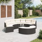 vidaXL 3-delige Loungeset halfrond poly rattan zwart, Verzenden, Nieuw