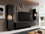 Meubella | Wandmeubel mat zwart Set van 3 TV-Meubel, Huis en Inrichting, Nieuw, 150 tot 200 cm, 25 tot 50 cm, Verzenden