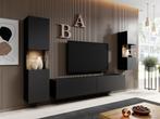 Meubella | Wandmeubel mat zwart Set van 3 TV-Meubel, Huis en Inrichting, Kasten | Wandmeubels, Verzenden, Nieuw, 25 tot 50 cm