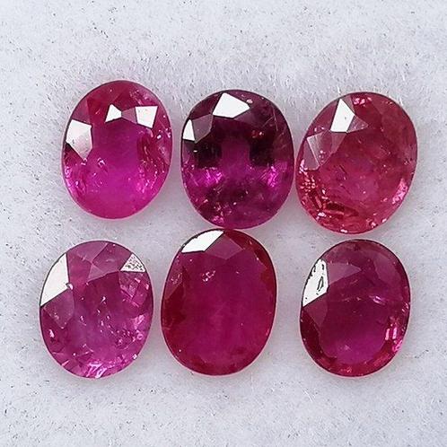 6 pcs  Rood Robijn  - 1.80 ct - Instituto Gemólogico Español, Handtassen en Accessoires, Edelstenen