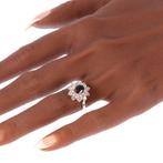 Ring - 18 karaat Witgoud - 0.65ct. tw. Saffier - Diamant -, Nieuw