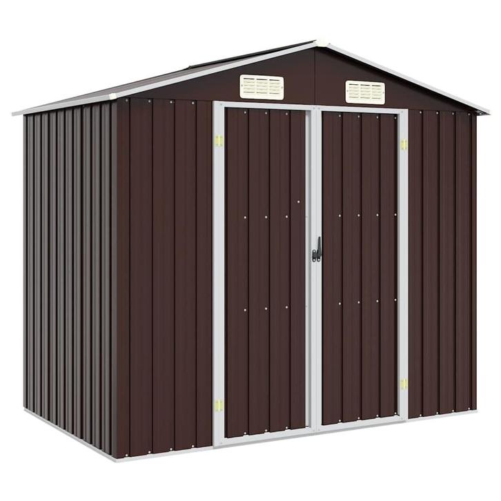 vidaXL Tuinschuur 205x129x183 cm gegalvaniseerd staal bruin, Tuin en Terras, Tuinhuizen, Nieuw, Verzenden