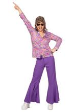 Hippie Blouse Bloemen Paars, Kleding | Heren, Verzenden, Nieuw