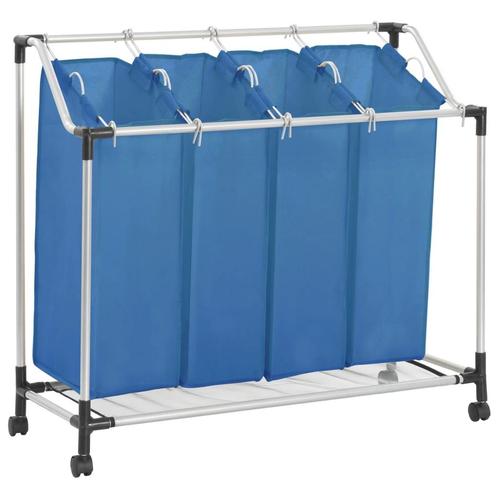vidaXL Wassorteerder met 4 zakken staal blauw, Maison & Meubles, Accessoires pour la Maison | Autre, Envoi