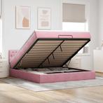vidaXL Bed poef met matras en LEDs 180x200 cm fluweel roze, Verzenden, Nieuw