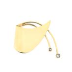 Gouden abstracte broche met zirconia (vintage, speld), Handtassen en Accessoires, Broches, Gebruikt, Overige kleuren, Ophalen of Verzenden