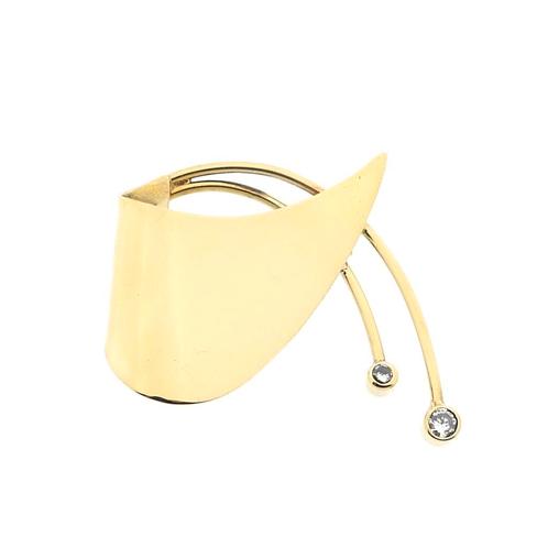 Gouden abstracte broche met zirconia (vintage, speld), Handtassen en Accessoires, Broches, Overige kleuren, Gebruikt, Met edelsteen