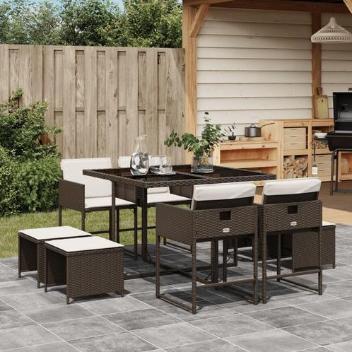 vidaXL Ensemble à manger de jardin et coussins 9 pcs, Jardin & Terrasse, Ensembles de jardin, Neuf, Envoi