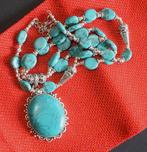 Turkooisblauw howliet - Ketting + hanger + 2 rijen parels -