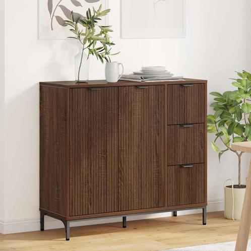 vidaXL Dressoir bruin eikenkleur 89.5 x 33 x 82 cm Bewerkt, Huis en Inrichting, Kasten | Dressoirs, Nieuw, Verzenden