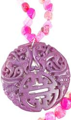 Agate rose et amulette tibétaine de protection - PIXIUS