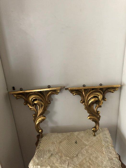 Wandrek (2) - Hout, Belangrijk paar losse consoles in, Antiquités & Art, Antiquités | Autres Antiquités