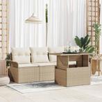 vidaXL Tuinbank Set met kussen 5 pcs Beige Poly rattan, Tuin en Terras, Verzenden, Nieuw
