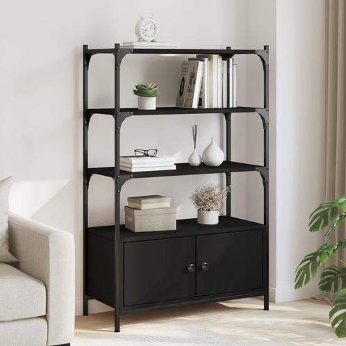 vidaXL Boekenkast 3-laags 70x30x109,5 cm bewerkt hout zwart, Huis en Inrichting, Kasten | Boekenkasten, Nieuw, Verzenden