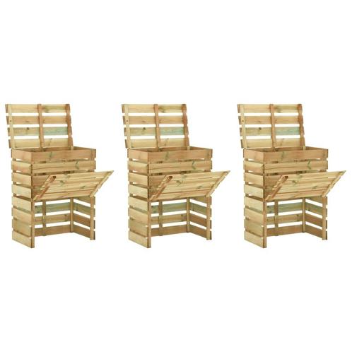 vidaXL Tuincompostbakken 3 st 80x50x100 cm geïmpregneerd, Tuin en Terras, Overige Tuin en Terras, Nieuw, Verzenden