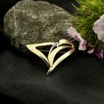 Bicolor gouden fantasie broche met diamant; 0,005 ct., Handtassen en Accessoires, Broches, Gebruikt, Overige kleuren, Ophalen of Verzenden