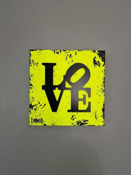 Daavid - NO RESERVE PRICE LOVE JAUNE ET NOIR 3D, Antiek en Kunst, Kunst | Schilderijen | Modern