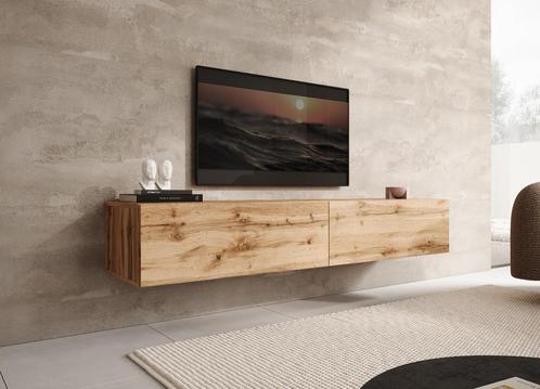 Meubella | TV-Meubel - Eiken - 180cm | Staand of hangend, Huis en Inrichting, Kasten |Televisiemeubels, 25 tot 50 cm, Nieuw, 150 tot 200 cm