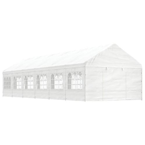 vidaXL Prieel met dak 13,38x4,08x3,22 m polyetheen wit, Tuin en Terras, Partytenten, Nieuw, Verzenden
