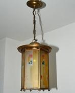 Plafondlamp - Hexagonaal - Art Deco - H 51 CM - Glas, Koper,