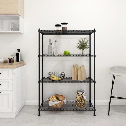 vidaXL Opbergrek 4-laags 200 kg 90x35x137 cm zwart, Huis en Inrichting, Kasten | Stellingkasten, Nieuw, Verzenden