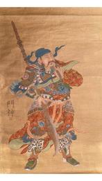 Chinese Deurwachter (Menshen) Schilderij, Pigmenten op