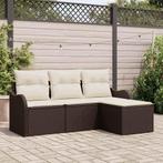 vidaXL Tuinbank Set met kussen 4 pcs Bruin Poly rattan, Tuin en Terras, Verzenden, Nieuw